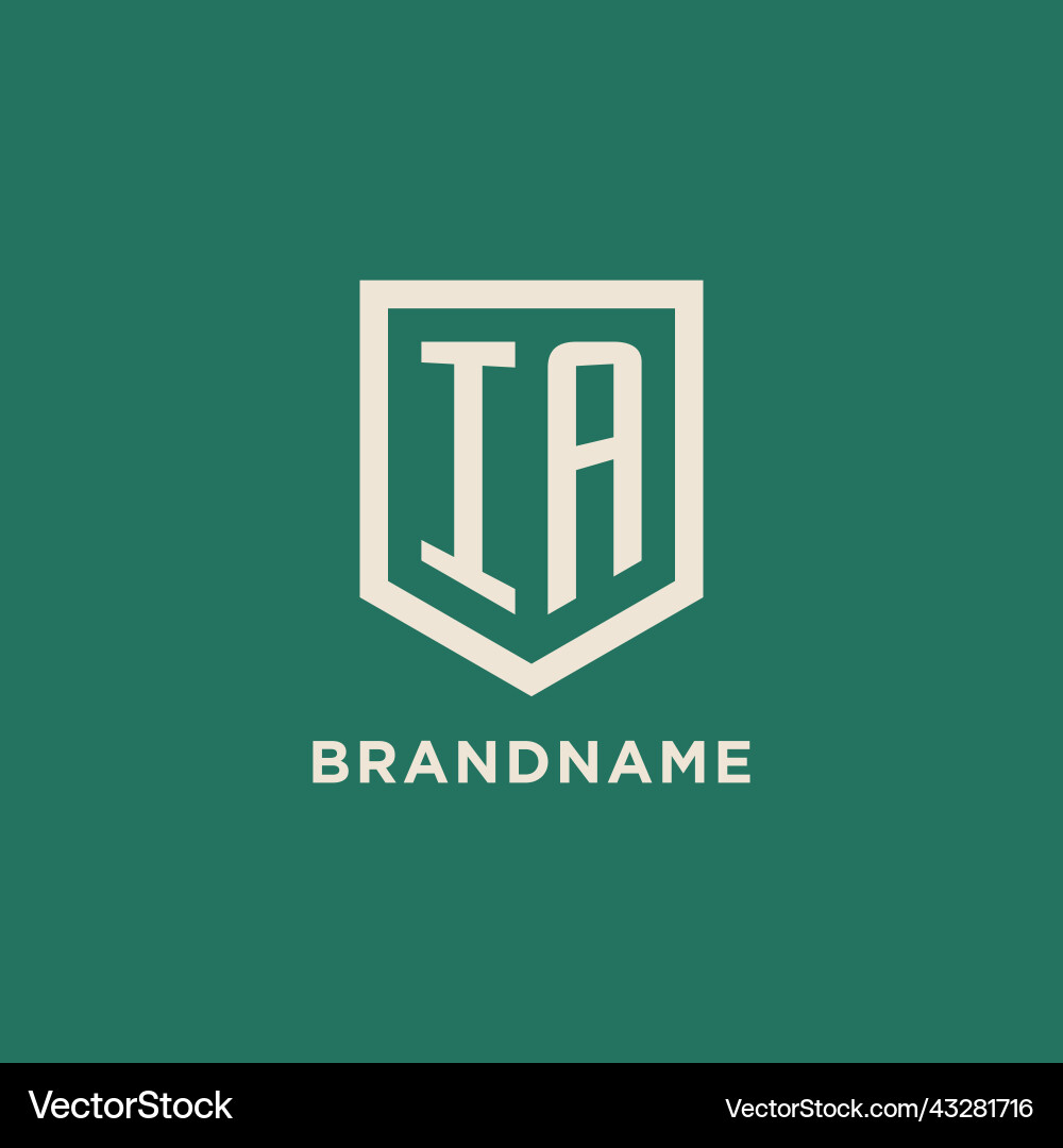 Ia initial logo monogram shield geometric shape Ia initial logo monogram shield geometric shape Vector Image