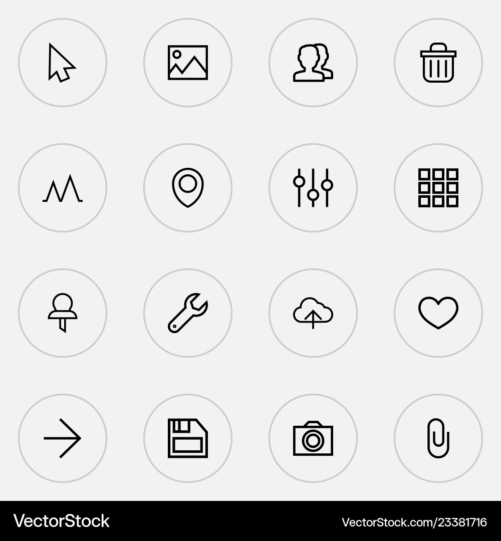 Interface icons line style set with picture Vector Image