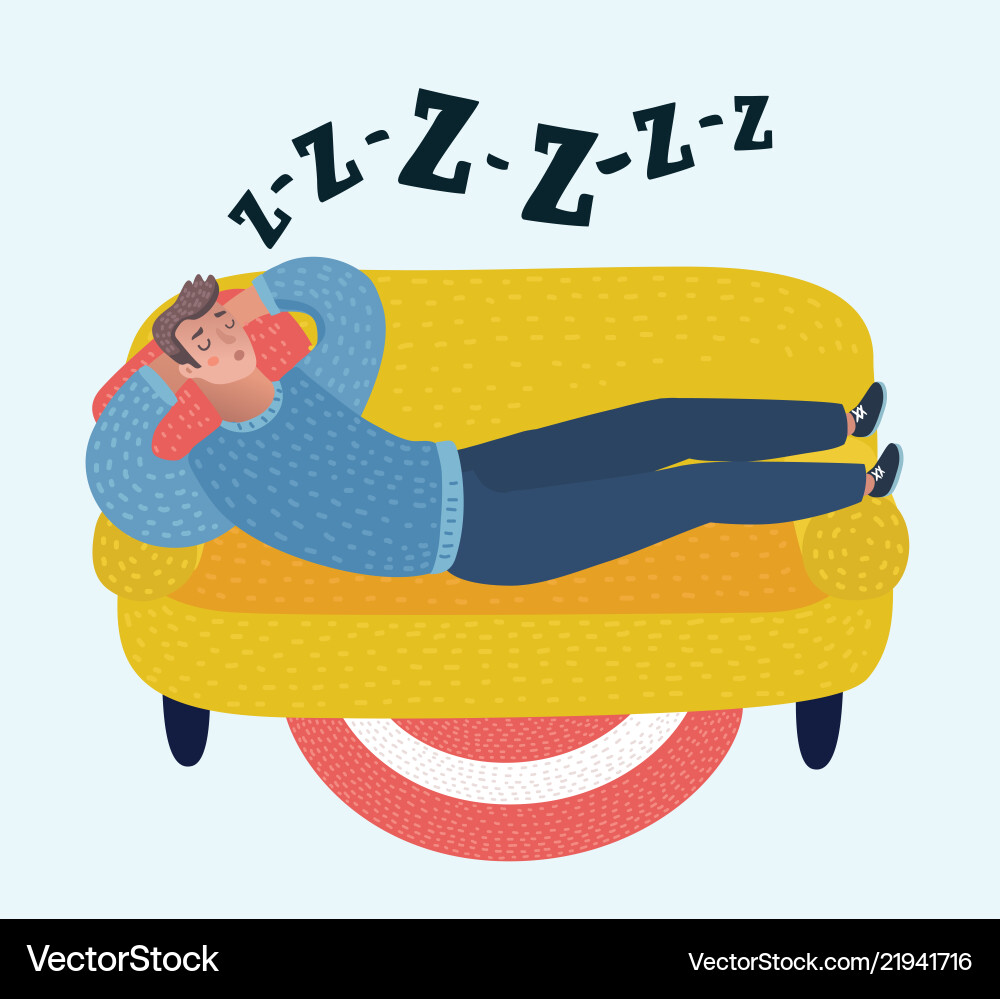 Man Sleeping on Sofa Vector Image