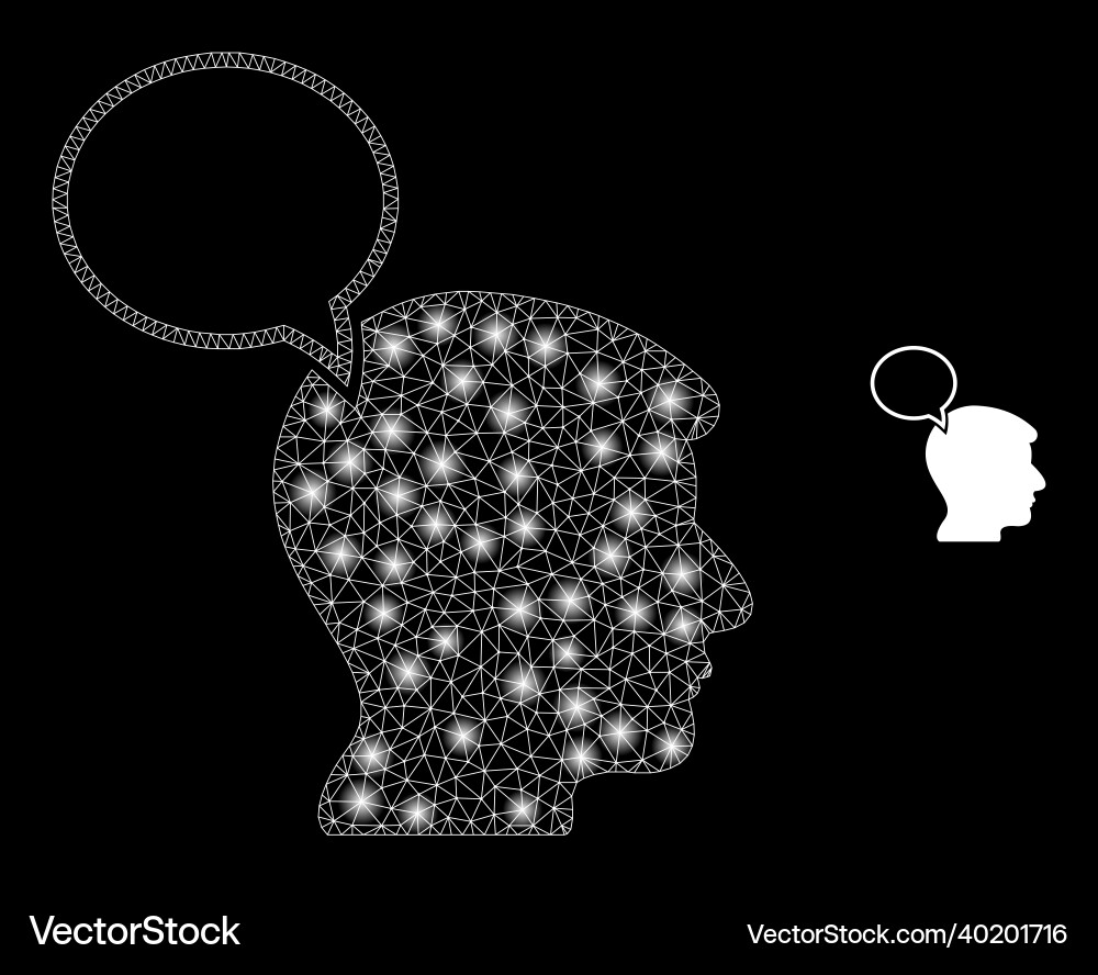Mesh net head thinking cloud with shiny Mesh net head thinking cloud with shiny vector image
