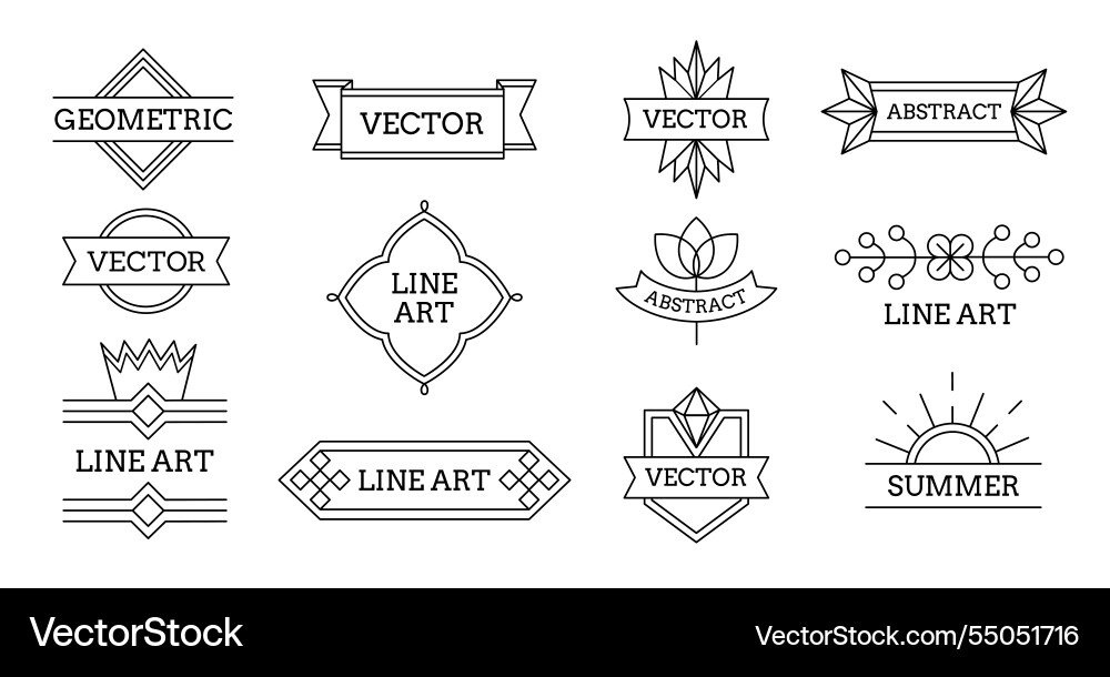 Minimal geometric line emblems simple abstract Minimal geometric line emblems simple abstract vector image