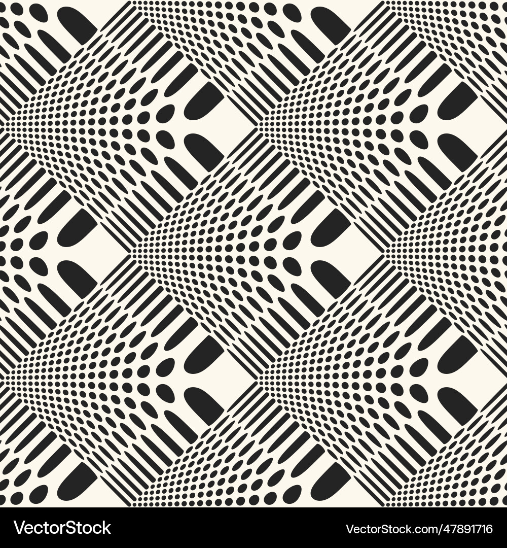 Monochrome moire dots textured checked pattern vector image