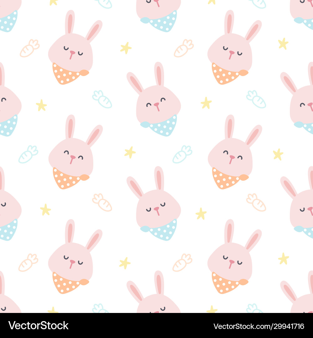 Rabbit with collar seamless pattern background Rabbit with collar seamless pattern background vector image