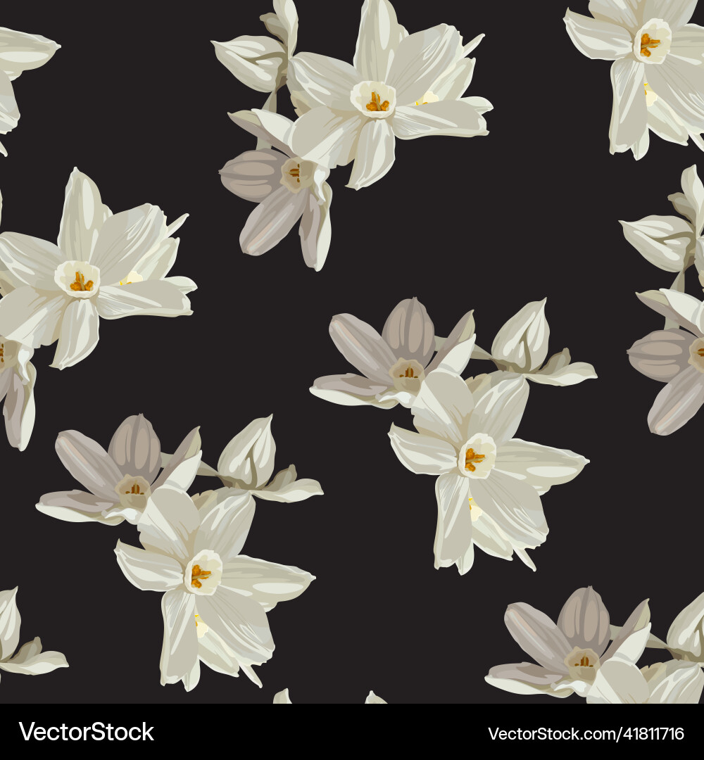 Retro flower seamless pattern - daffodils vector image