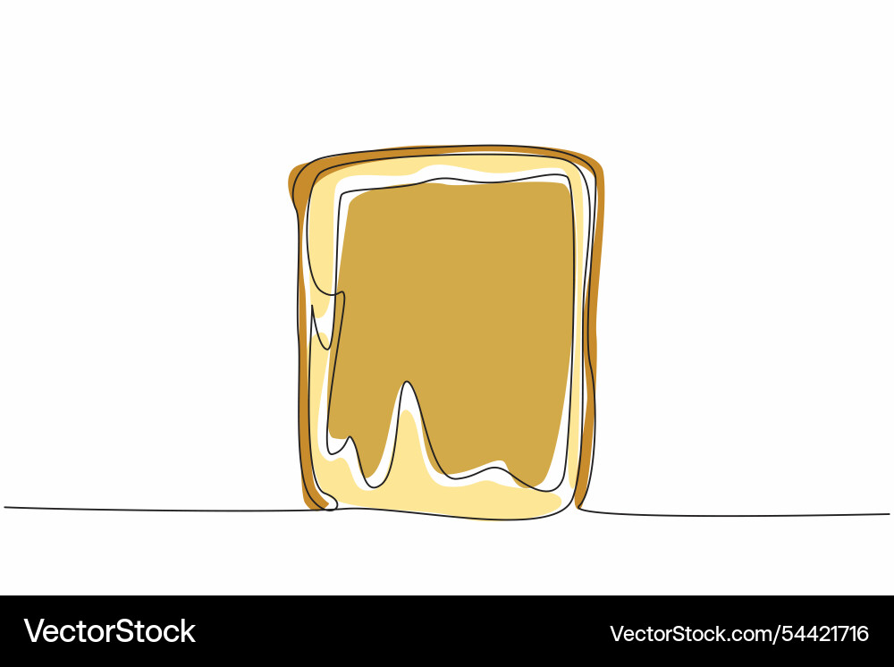 Single continuous line drawing a slice of bread Single continuous line drawing a slice of bread vector image