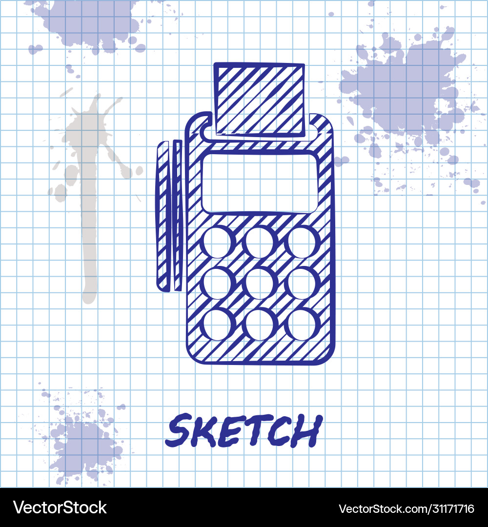 Sketch line pos terminal with inserted credit card Sketch line pos terminal with inserted credit card Vector Image