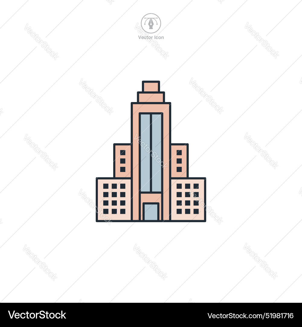 Skycraper building icon symbol isolated on white Skycraper building icon symbol isolated on white Vector Image