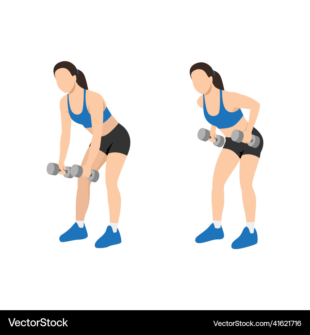 Woman Performing Dumbbell Bent-Over Row Royalty Free Vector
