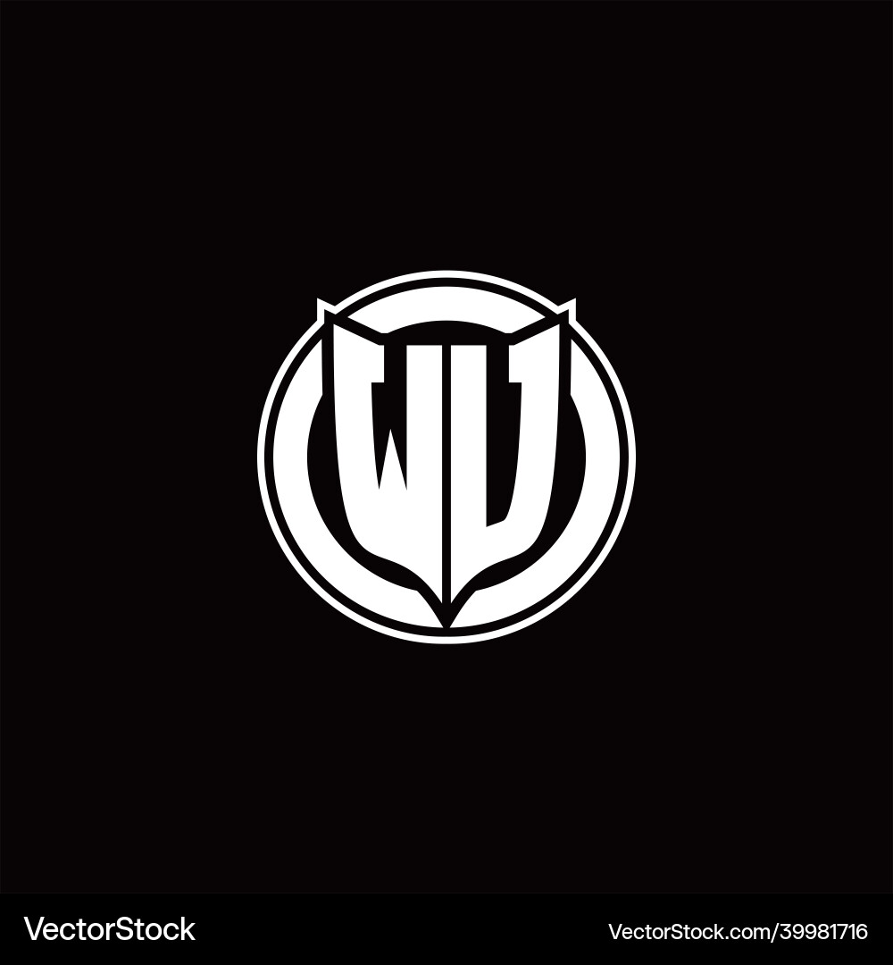 Wu logo monogram with shield and circluar shape Vector Image