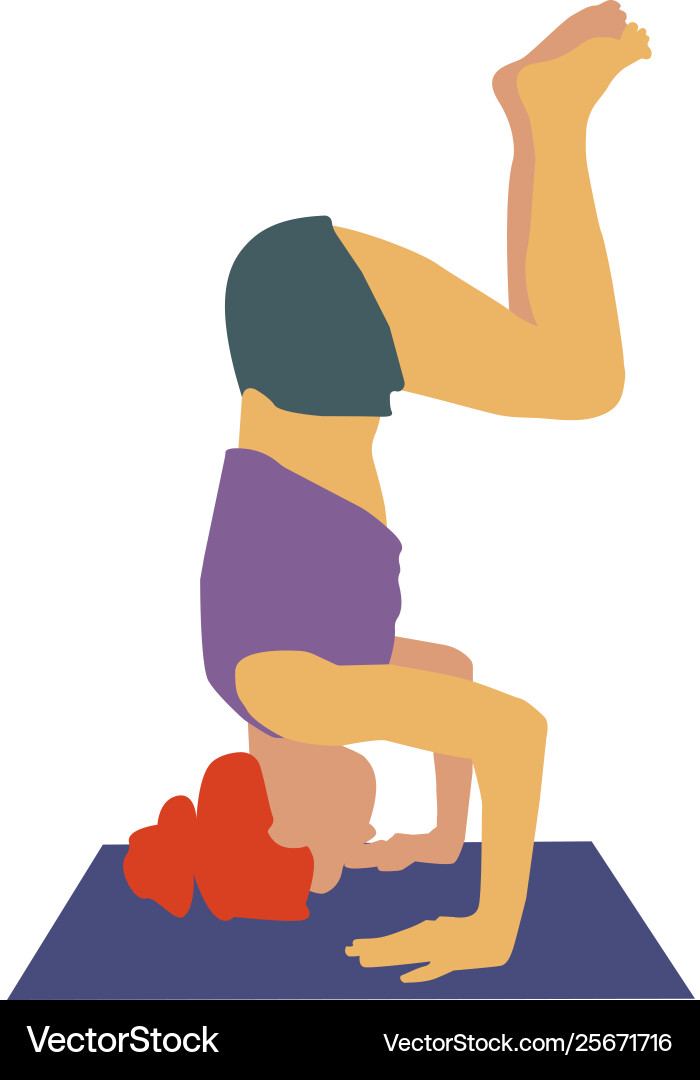 Yoga pose headstand female figure color isolated Vector Image