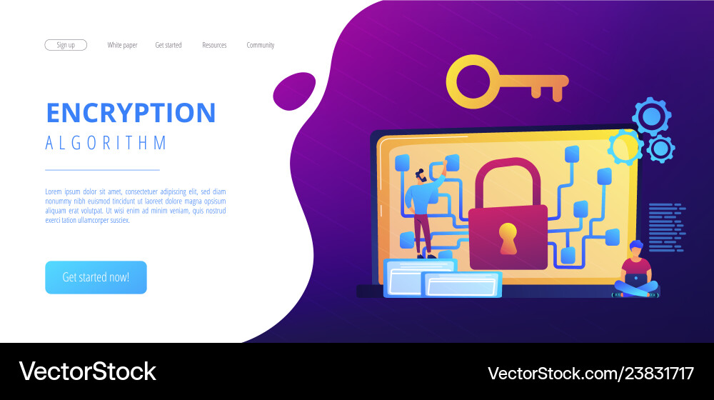 Cryptography and encryption concept landing page Cryptography and encryption concept landing page vector image