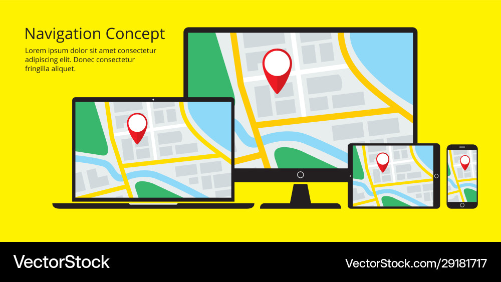 Responsive Map Navigation App vector image