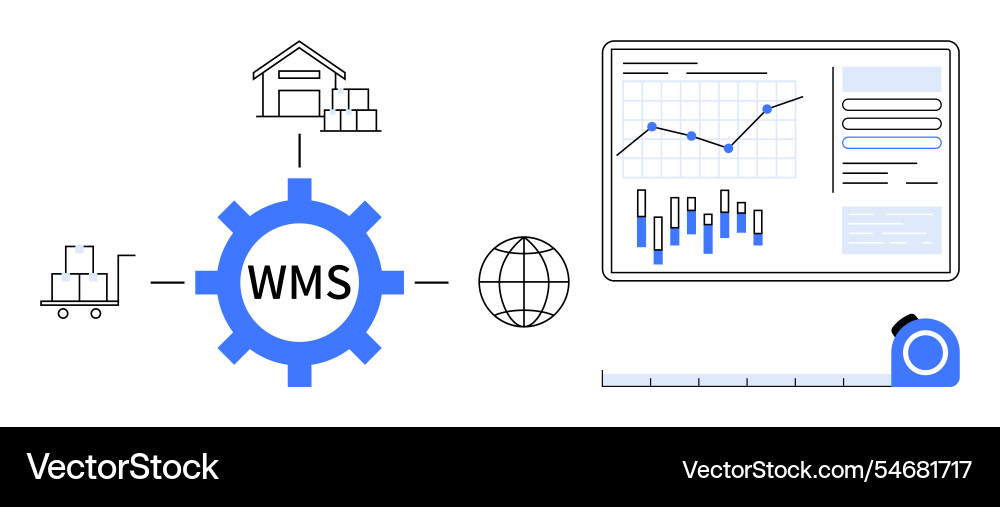 Warehouse management system workflow with data Vector Image