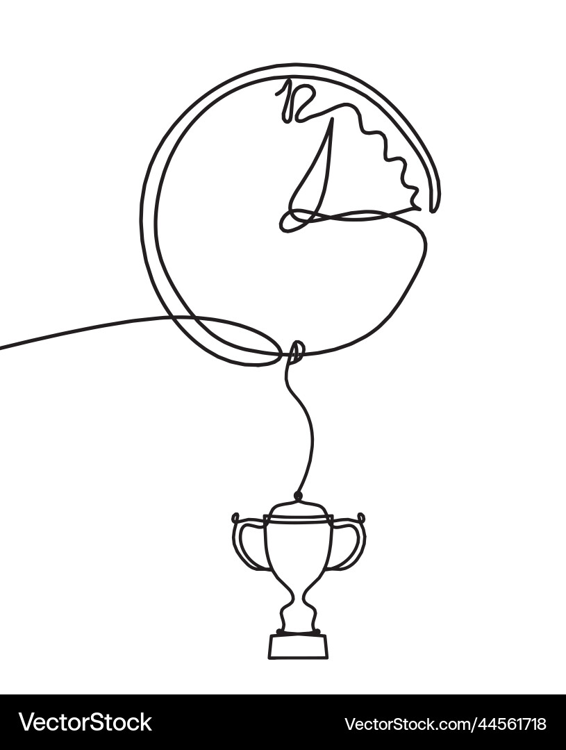 Abstract clock with trophy as line drawing Abstract clock with trophy as line drawing Vector Image