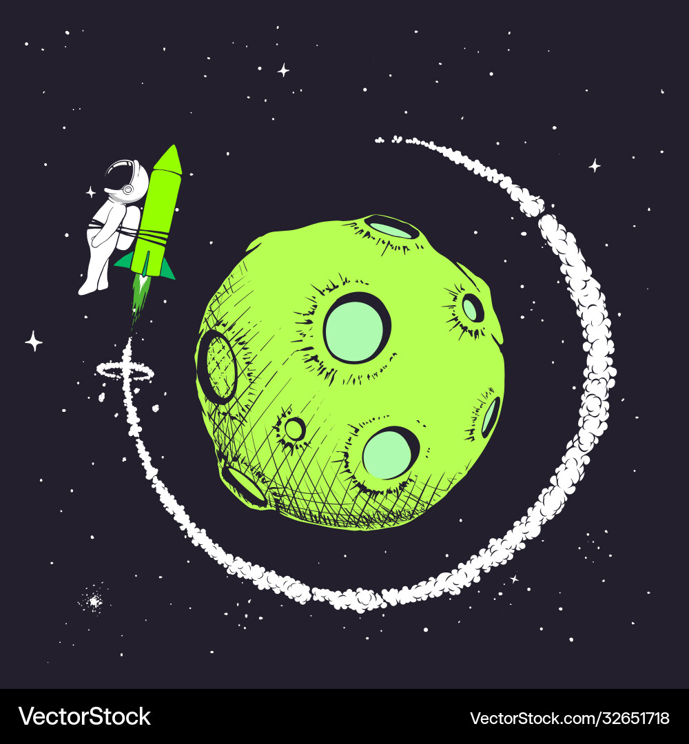 Astronaut Orbiting a Planet vector image