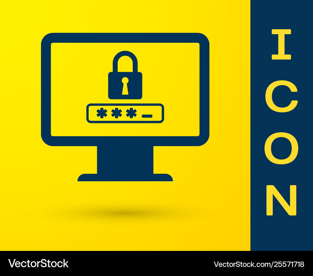 Blue monitor with password notification and lock vector image