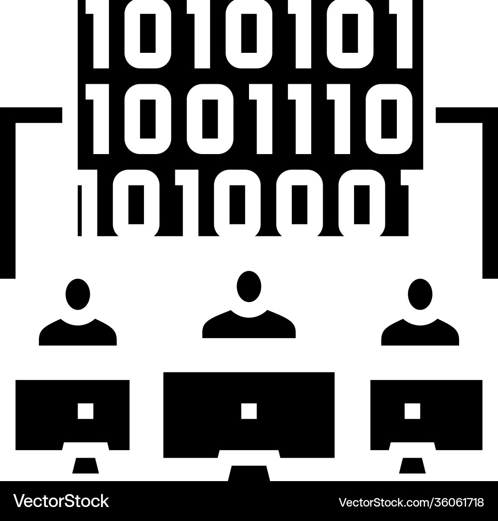 Coding teamwork glyph icon Vector Image