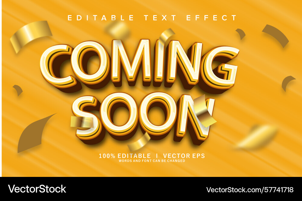 Coming soon text effect with modern style design vector image