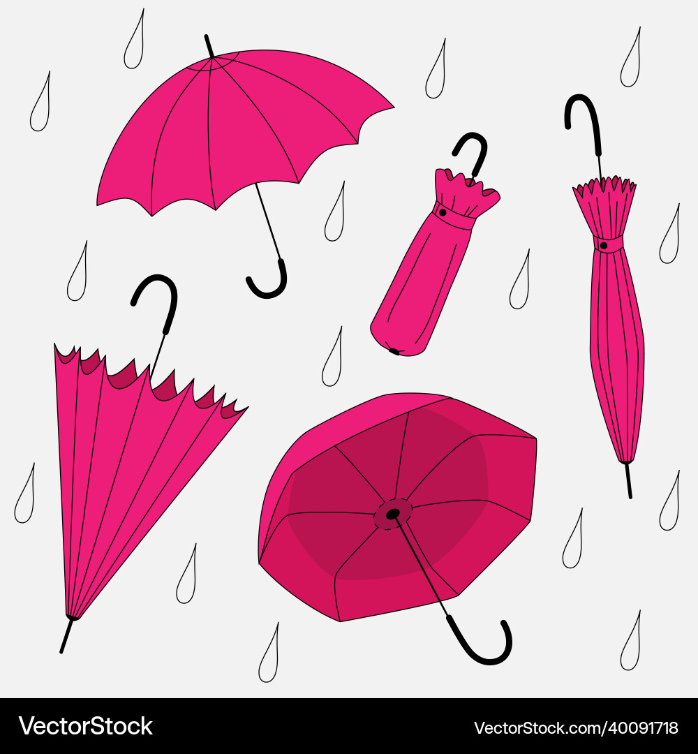 Different types of umbrellas Different types of umbrellas vector image