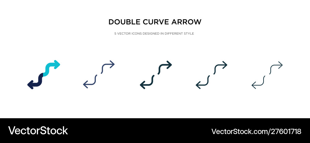 Double curve arrow icon in different style two vector image