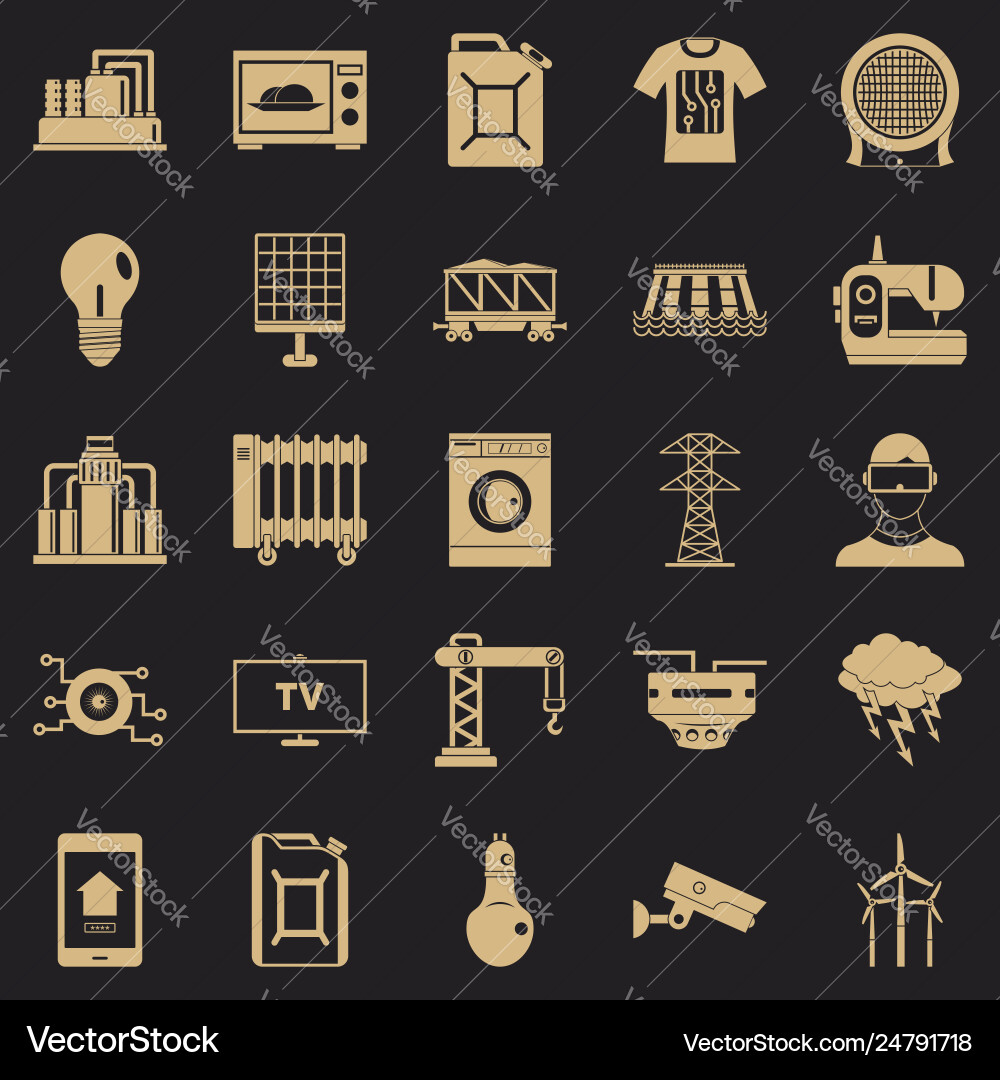 Electrician icons set simple style Vector Image