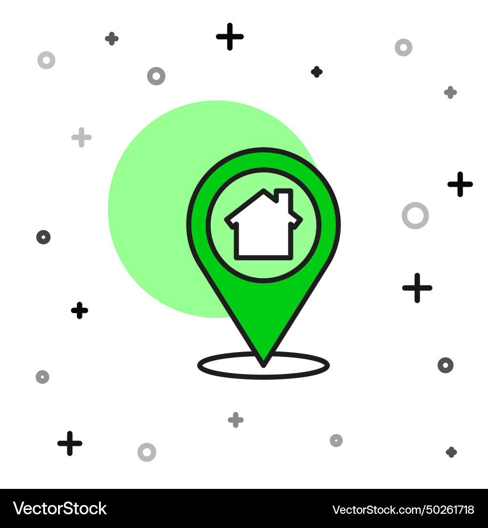 Filled outline map pointer with house icon Filled outline map pointer with house icon vector image