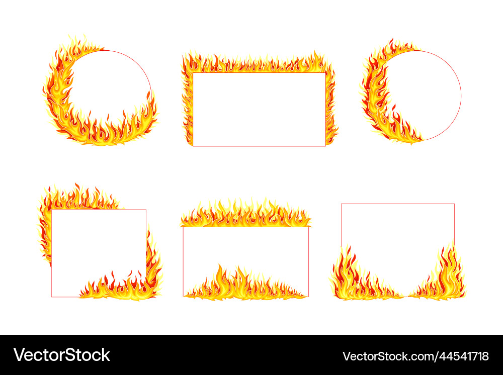 Fire frames of different shapes set flaming Vector Image