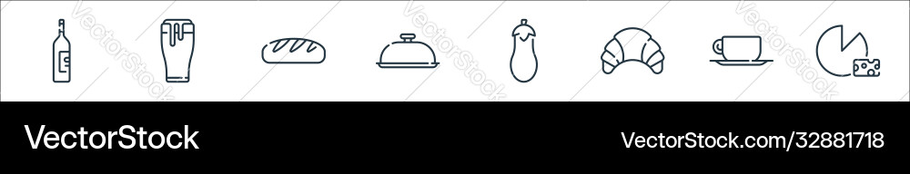 Gastronomy line icons linear set quality Gastronomy line icons linear set quality vector image