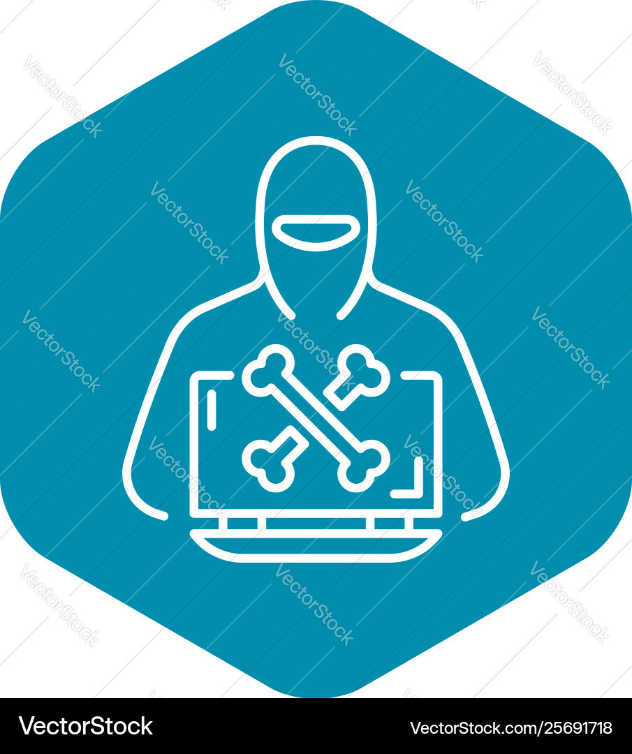 Hacker laptop icon outline style Vector Image
