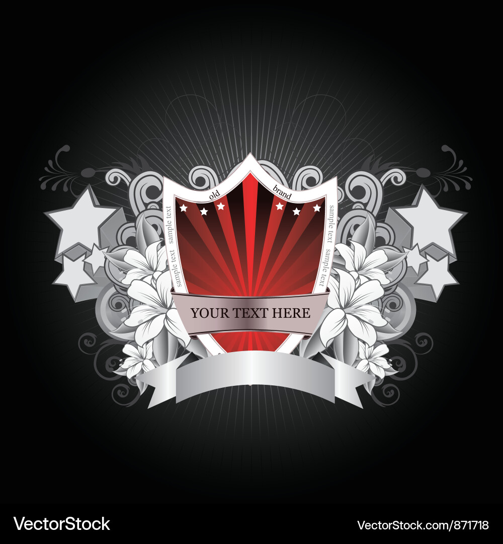 Label with floral background Vector Image