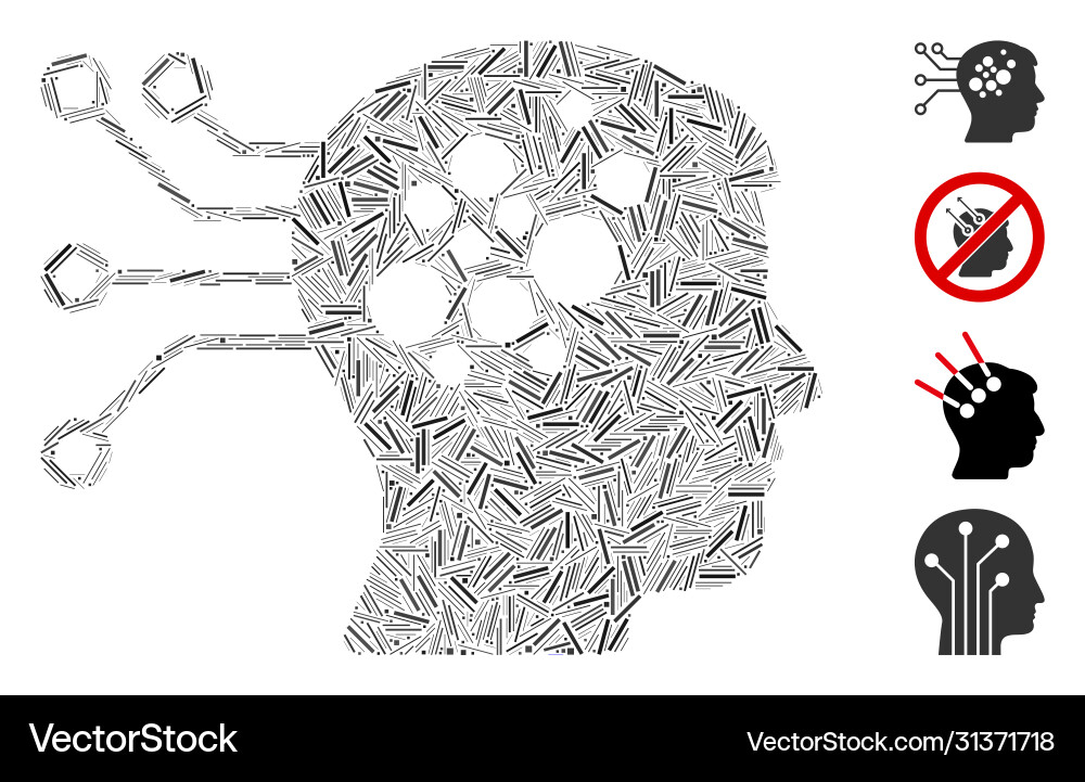 Line neural computer links icon collage Line neural computer links icon collage vector image