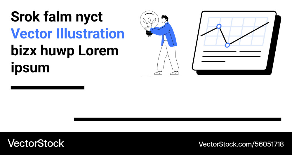 Man holding lightbulb and graph with rising line Man holding lightbulb and graph with rising line Vector Image