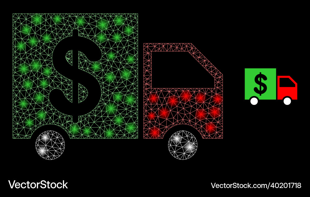 Mesh web banking delivery with glowing Mesh web banking delivery with glowing vector image