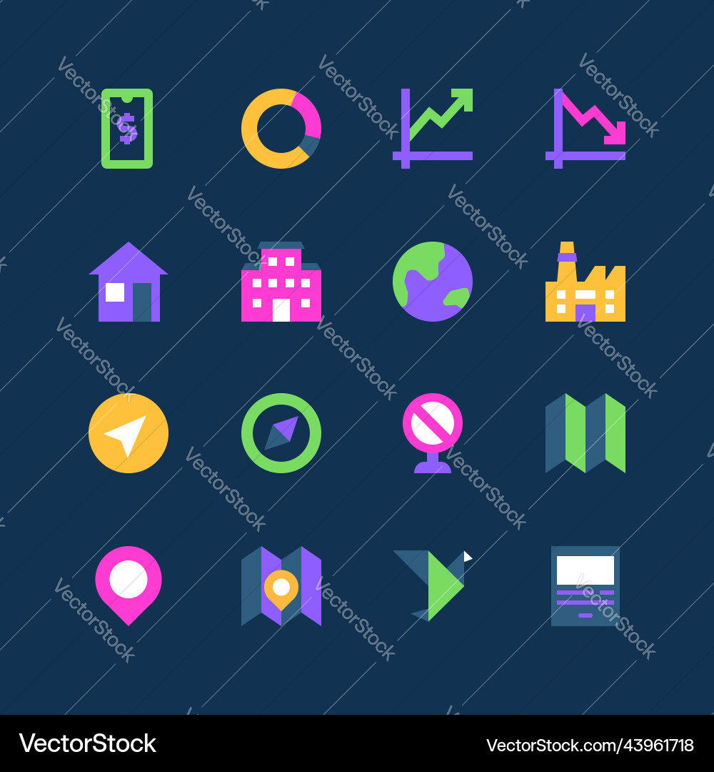 Navigation and buildings - set of flat design Navigation and buildings - set of flat design vector image