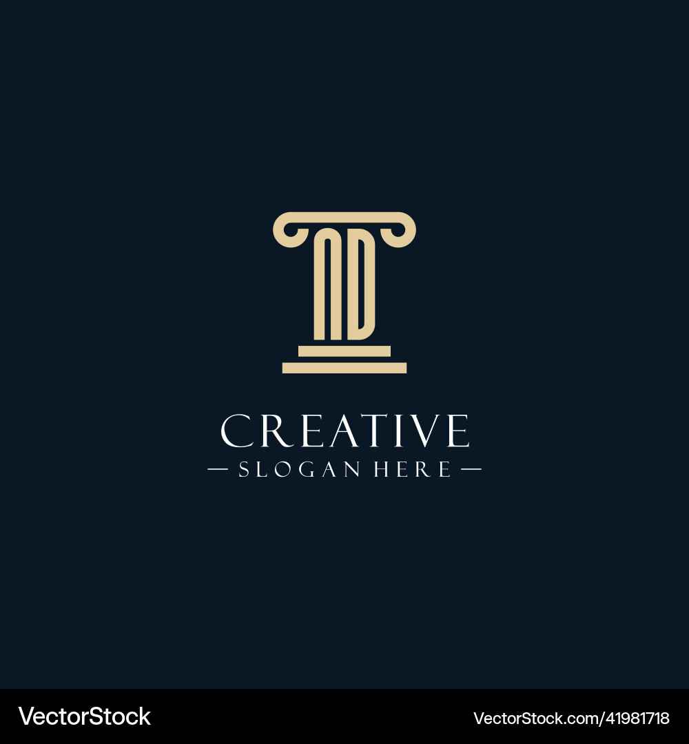 Nd initial monogram logos with pillar shapes style Nd initial monogram logos with pillar shapes style Vector Image