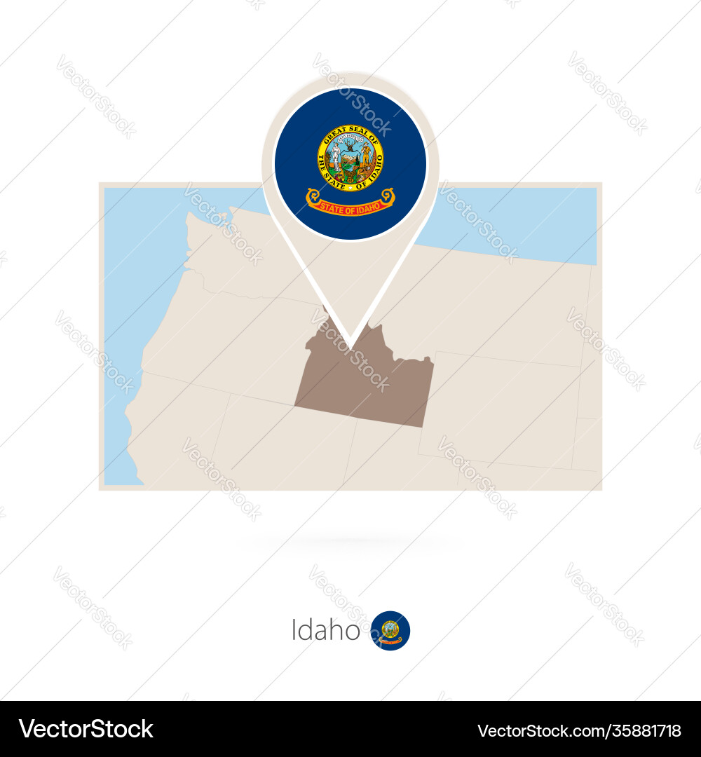 Rectangular map us state idaho with pin icon Rectangular map us state idaho with pin icon Vector Image
