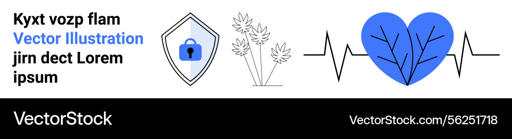 Secure heartbeat and nature connection with shield Secure heartbeat and nature connection with shield vector image