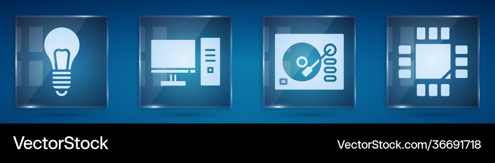 Set light bulb with concept idea computer Set light bulb with concept idea computer vector image