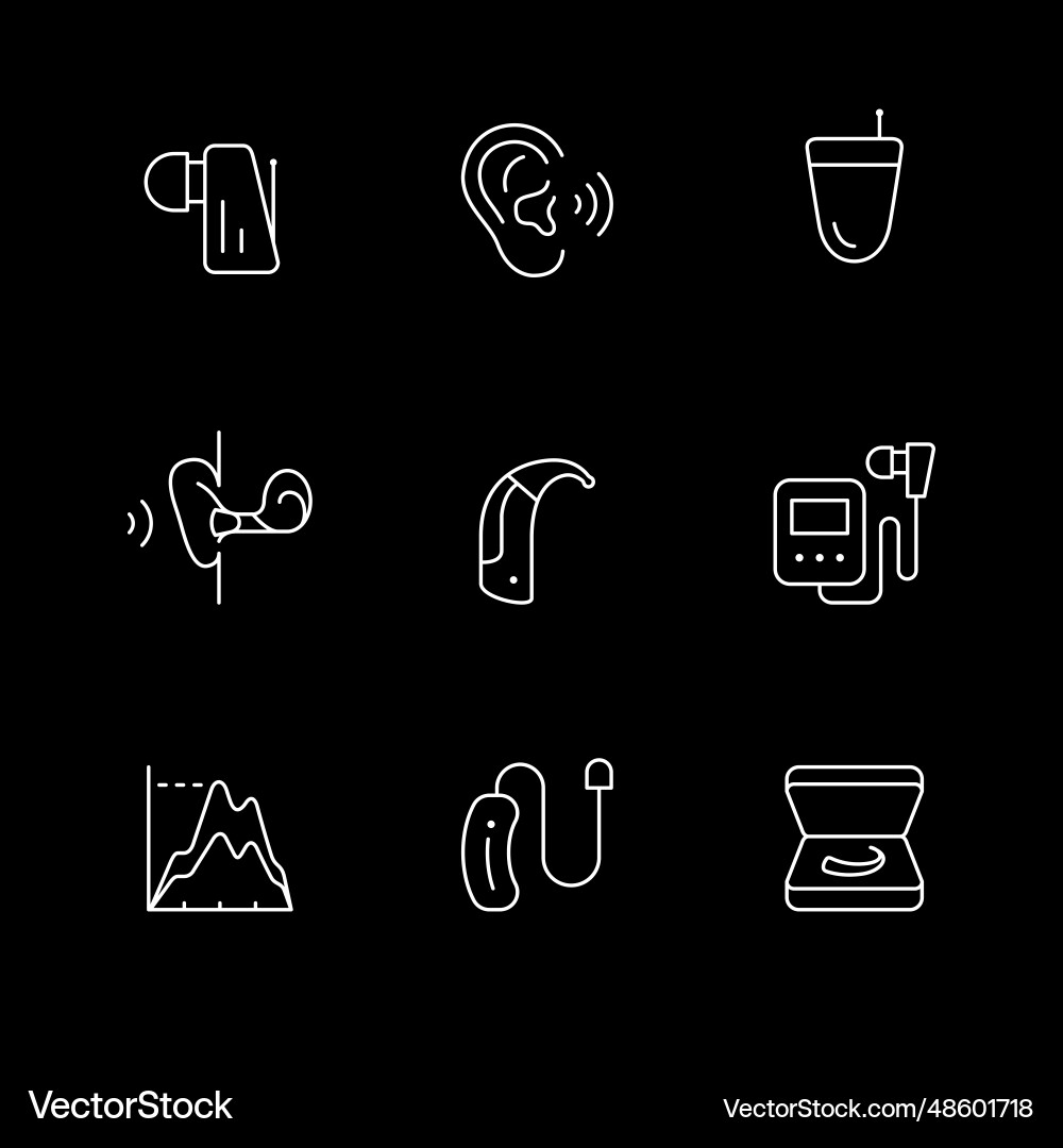 Set line icons of hearing aid Set line icons of hearing aid vector image
