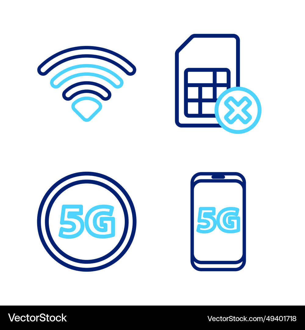 Set line mobile with 5g network globe sim card Set line mobile with 5g network globe sim card vector image