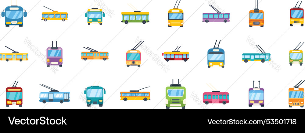Set of trolleybus icons showing public Vector Image