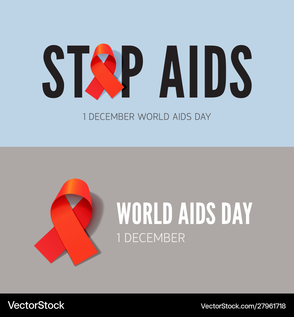 Stop aids hiv awareness banner templates set Vector Image