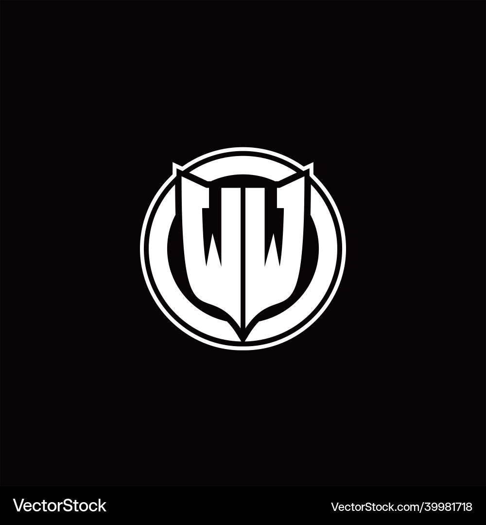 Ww logo monogram with shield and circluar shape Ww logo monogram with shield and circluar shape Vector Image