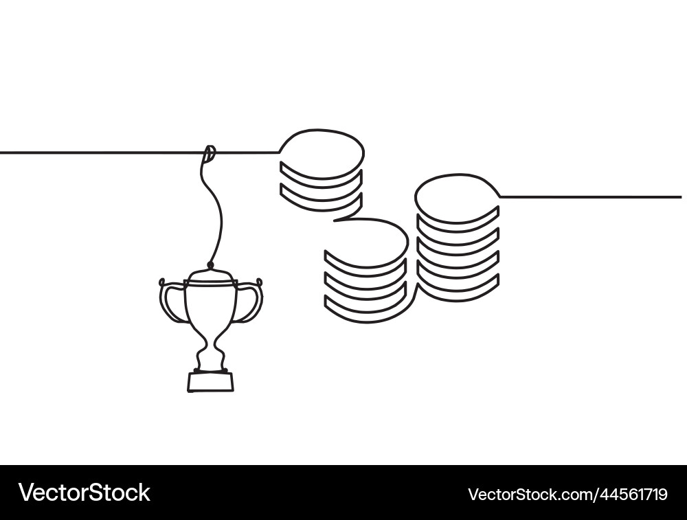 Abstract coins with trophy as continuous lines Abstract coins with trophy as continuous lines vector image