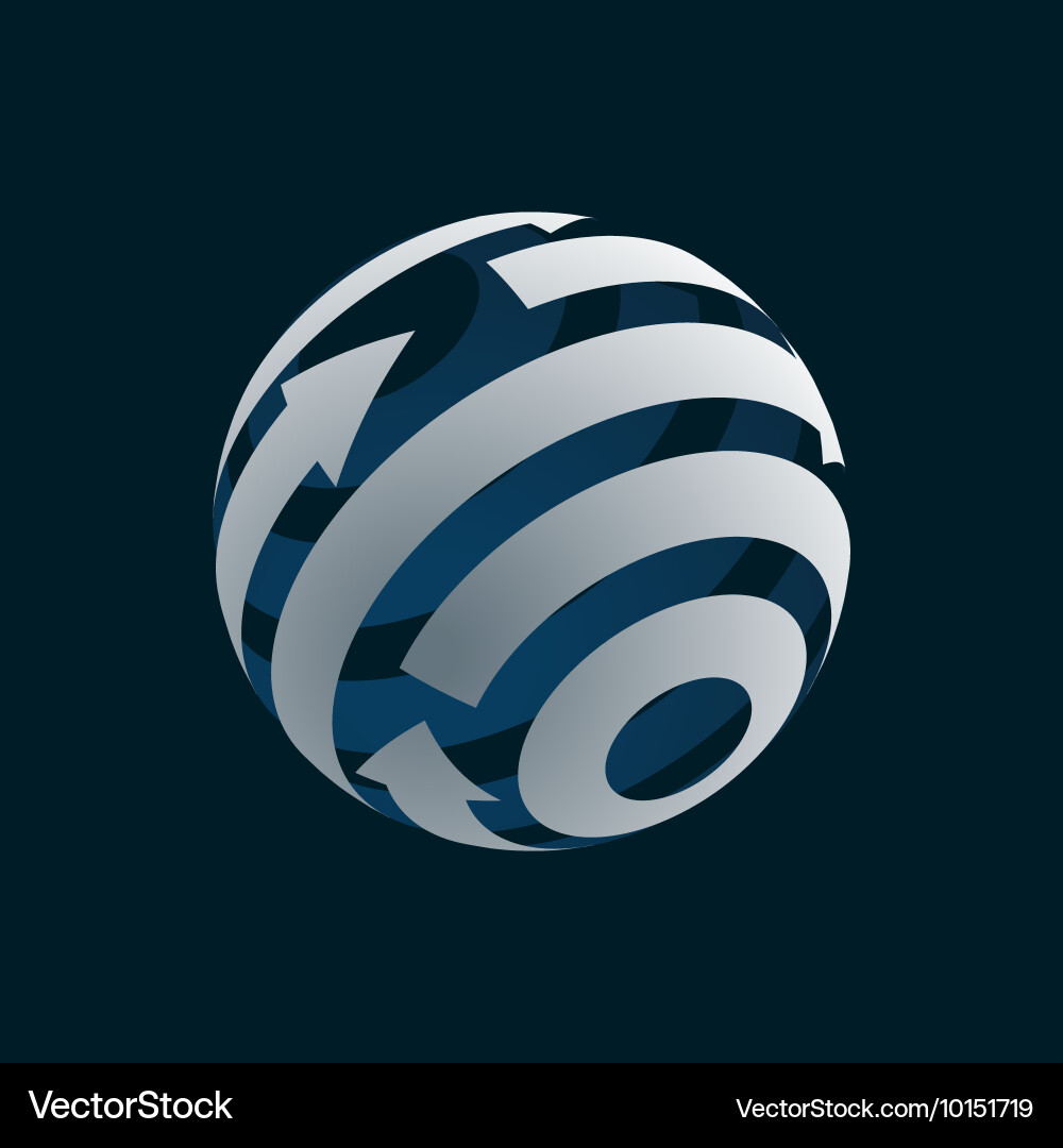 Abstract globe logo element rotating arrows vector image