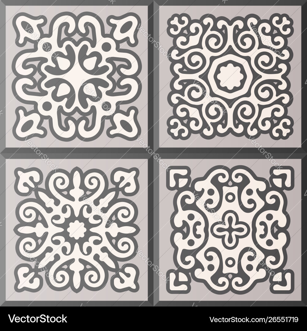 Abstract ornamental patterned tile collection Vector Image