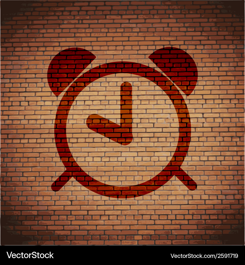 Alarm clock flat modern web button and space Vector Image
