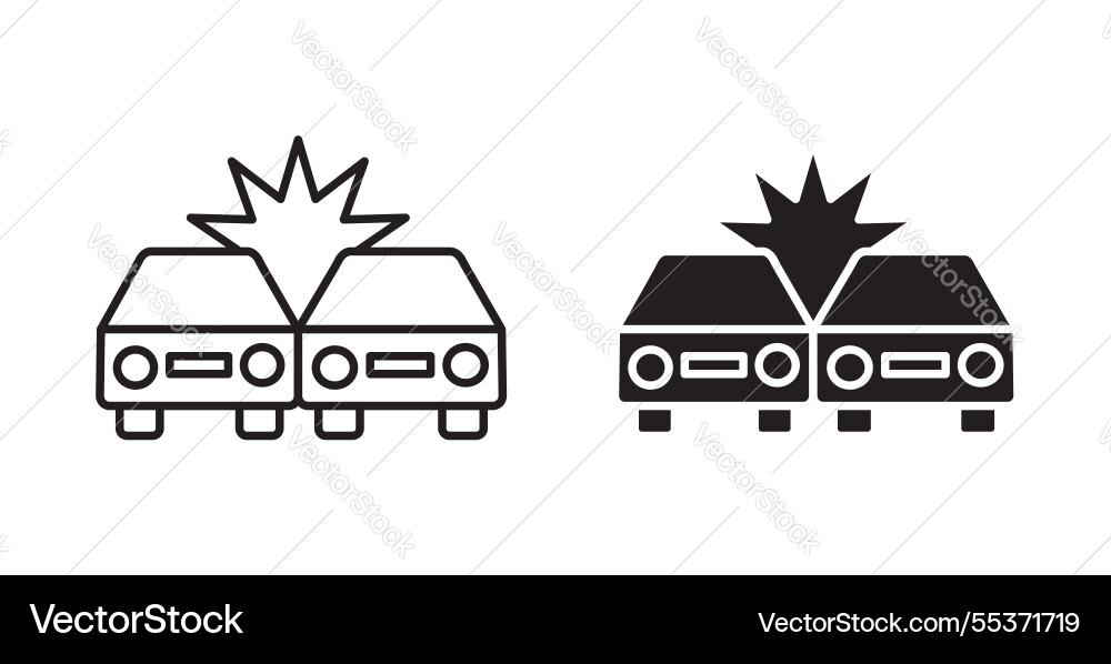 Car crash icon set in thin line for web Car crash icon set in thin line for web Vector Image