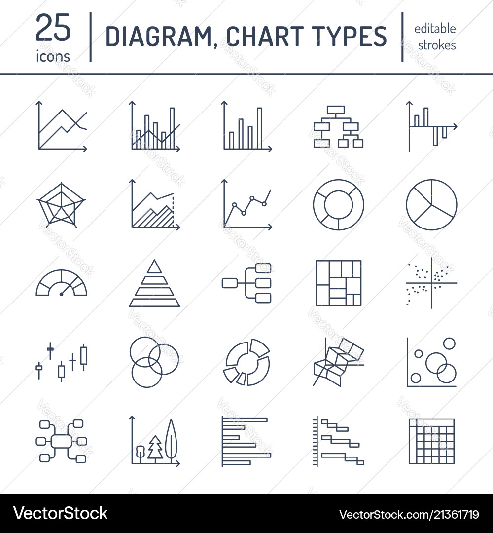 Chart & Graph Icons - Line & Column vector image