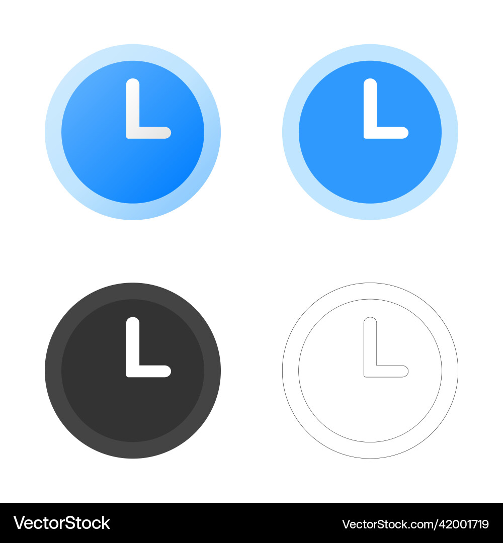 Clock icon or symbol set in flat style design Clock icon or symbol set in flat style design vector image